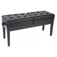 Kinsman KPB20BK Satin Black Deluxe Adjustable Height Double Piano Stool with Storage Kinsman KPB20BK Satin Black Deluxe Adjustable Height Double Piano Stool with Storage